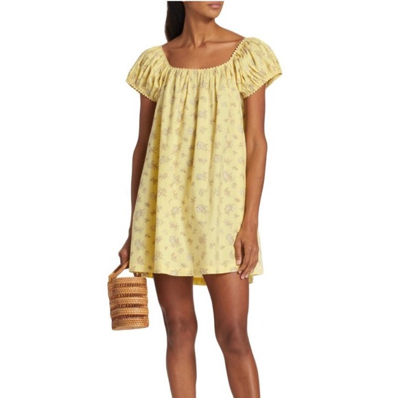 DOEN Julie Mini Dress in Sunshine Bouton De Rose Print L - Picture 2 of 12